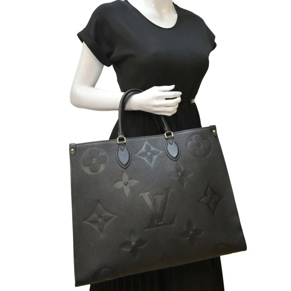 LOUIS VUITTON  Onthego GM Monogram Empreinte Leather Tote Bag Black - Picture 2 of 12